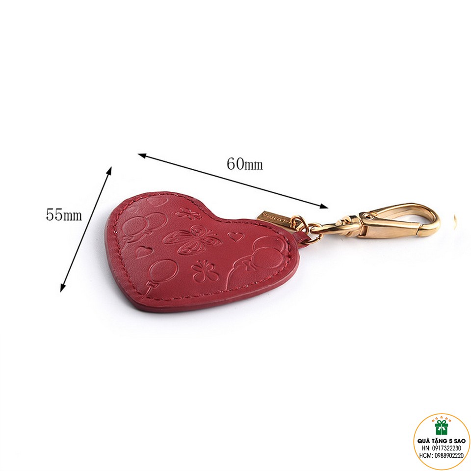 Kích thước của gương trang điểm móc khóa hình trái tim